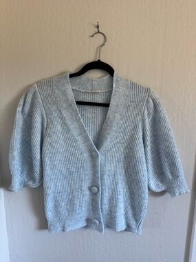 Soft Light Blue V-Neck Button-Front Cardigan